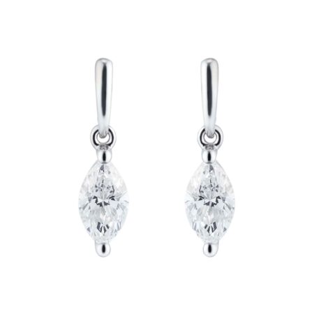 9ct White Gold 0.46cttw Marquise Diamond Drop Earrings
